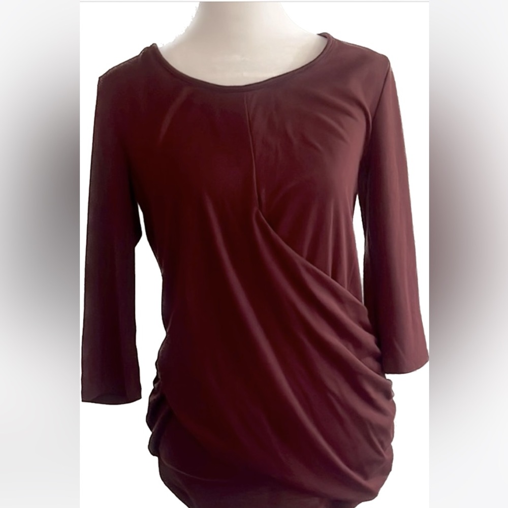 Ann Taylor 3/4 Sleeve Wrap Crew Neck Blouse